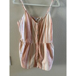 Wrangler Retro Womens Orange Striped Cotton Pearl Snap Front Camisole NWT Medium